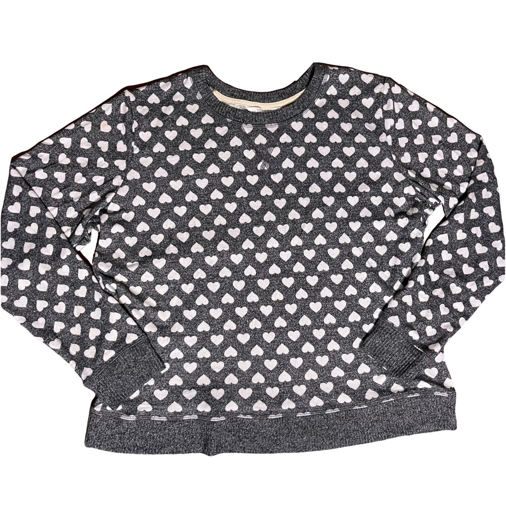 NWOT- Lucky Brand Heather Charcoal Grey Heart Sweater Large